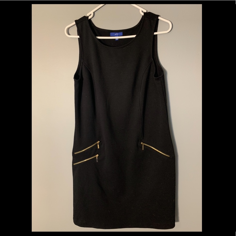 Black Mini Dress with Gold Zippers